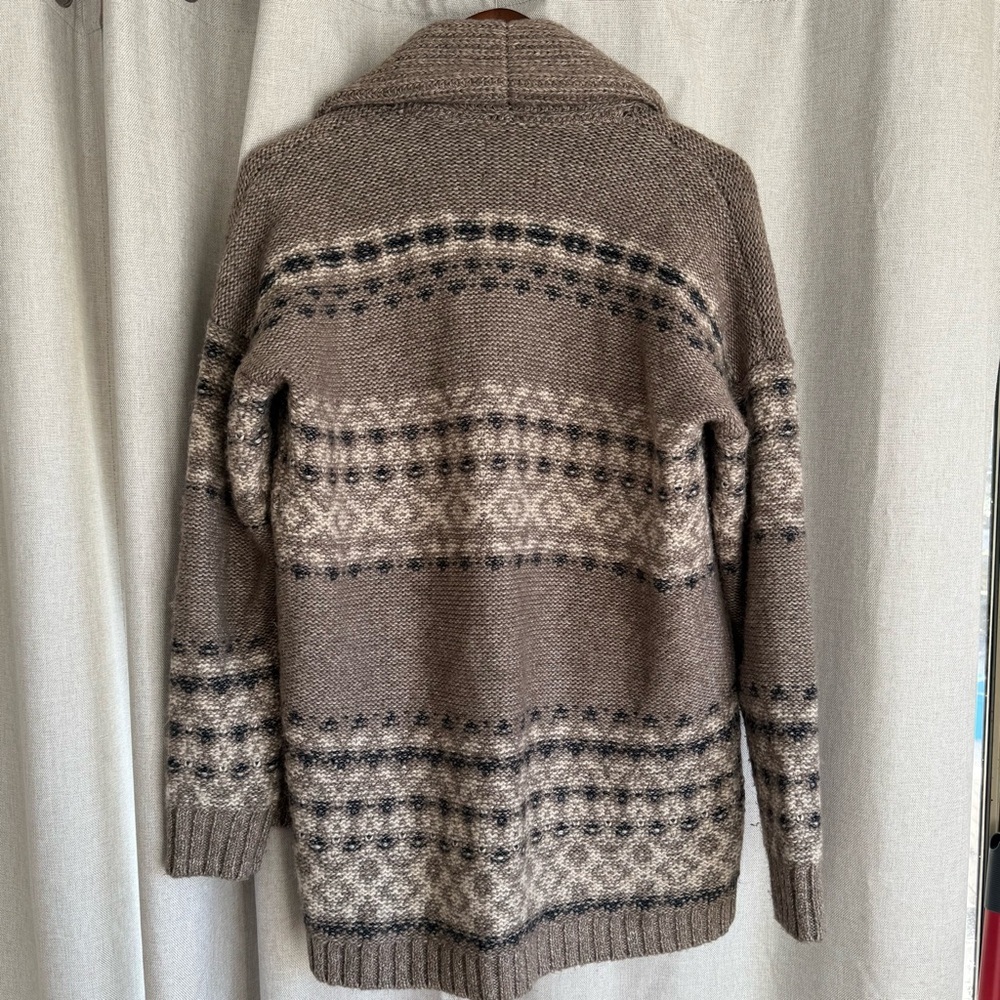 Abercrombie & Fitch Tan Open Cardigan Cozy Knit with Pockets Cotton Acrylic - Picture 2 of 5